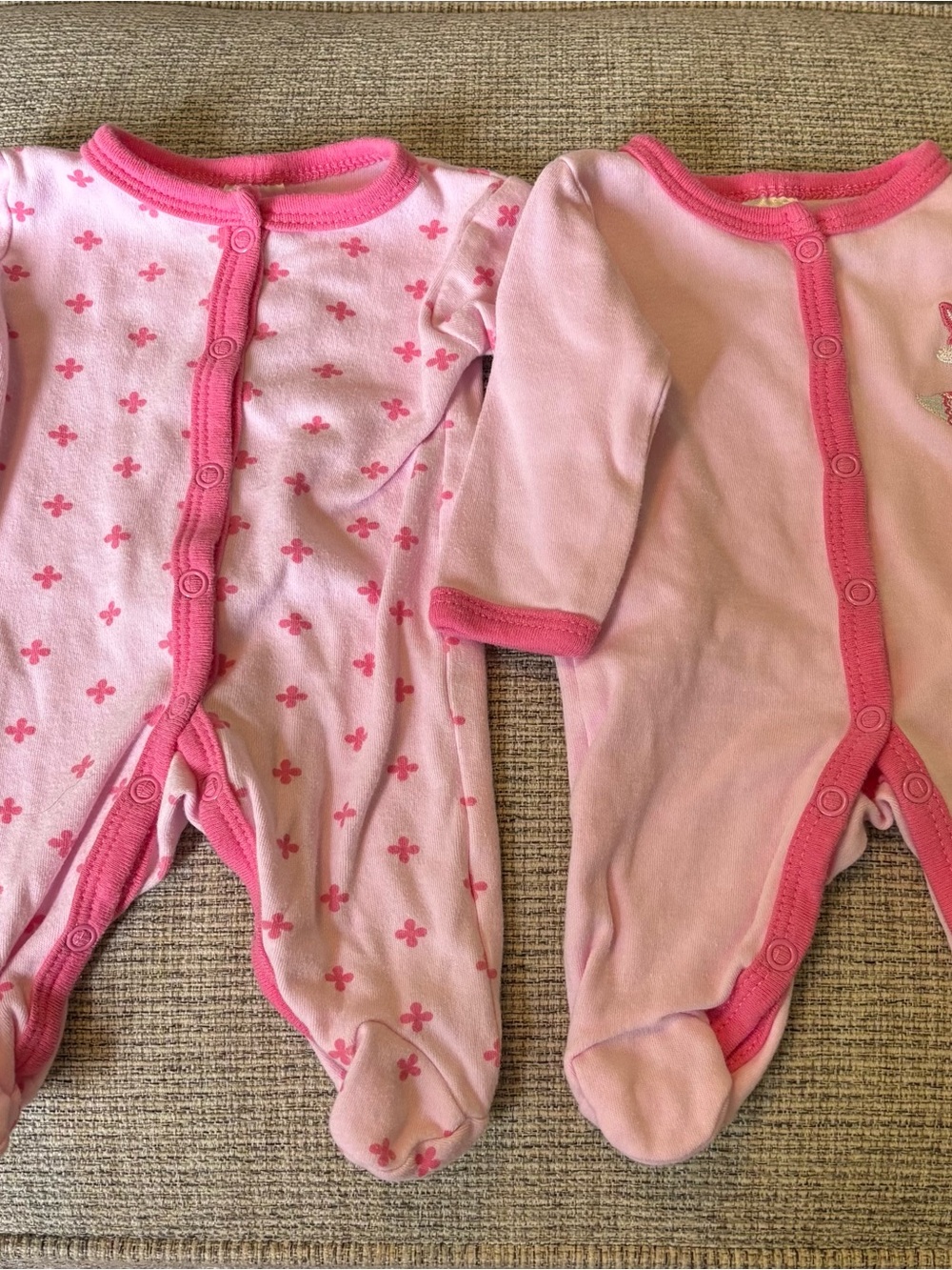 Luvable Friends Pink Snap-Front Footed One-Pieces - Set of 2